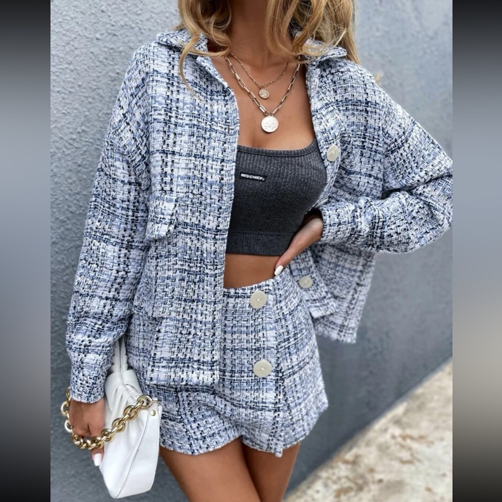 Shein Plaid Tweed Jacket